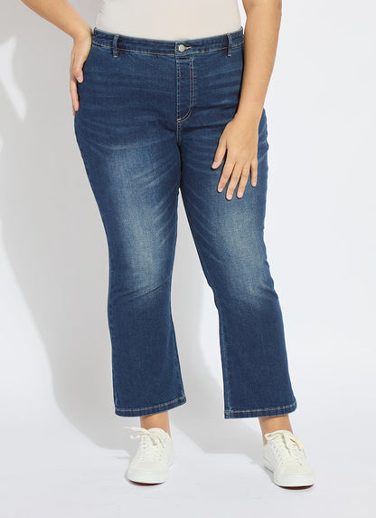 Lysse Ankle Estelle Everyday Flare Denim Curvy (27" Inseam) Asutex Mosswood