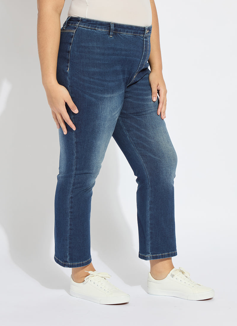 Lysse Ankle Estelle Everyday Flare Denim Curvy (27" Inseam) Asutex Mosswood