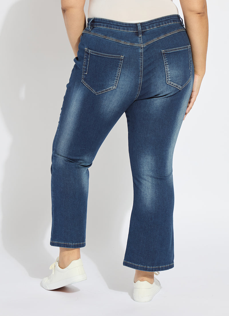 Lysse Ankle Estelle Everyday Flare Denim Curvy (27" Inseam) Asutex Mosswood