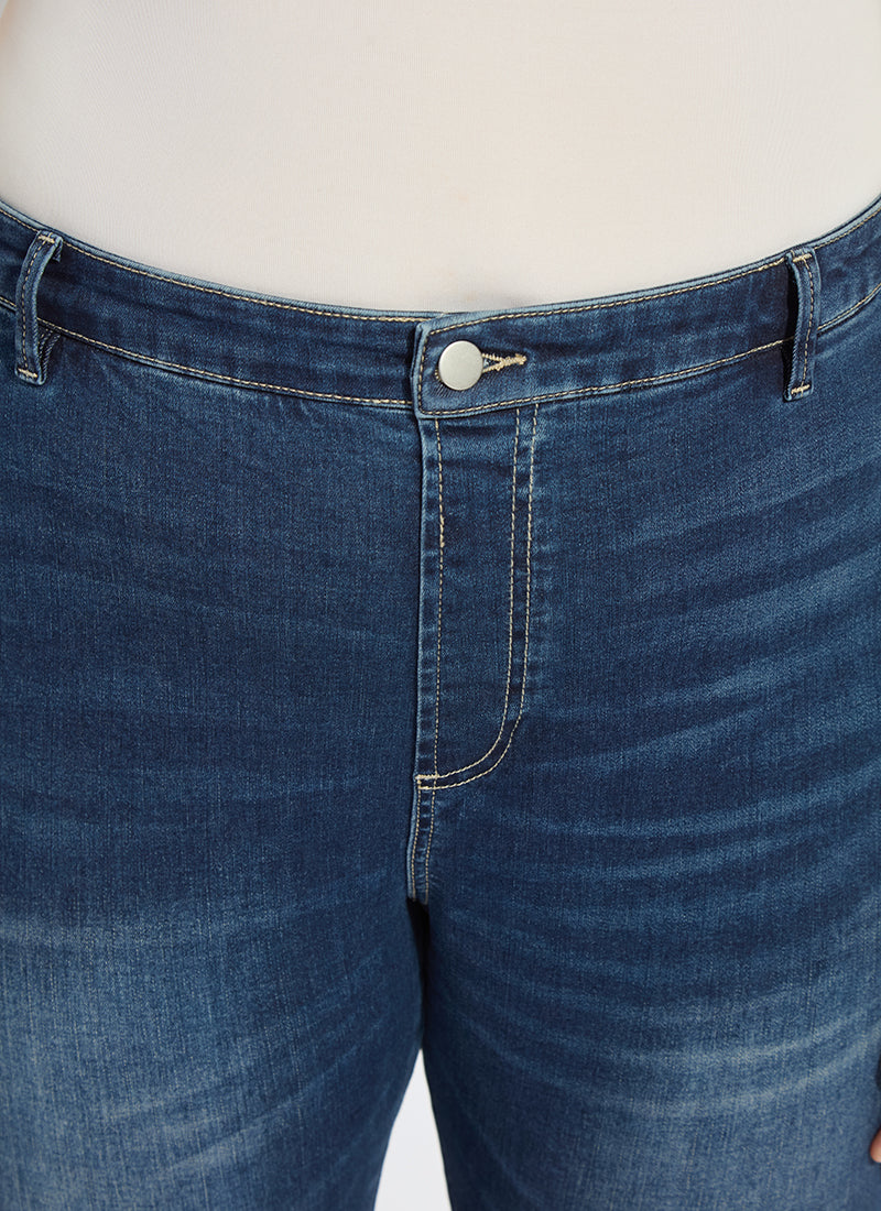 Lysse Ankle Estelle Everyday Flare Denim Curvy (27" Inseam) Asutex Mosswood