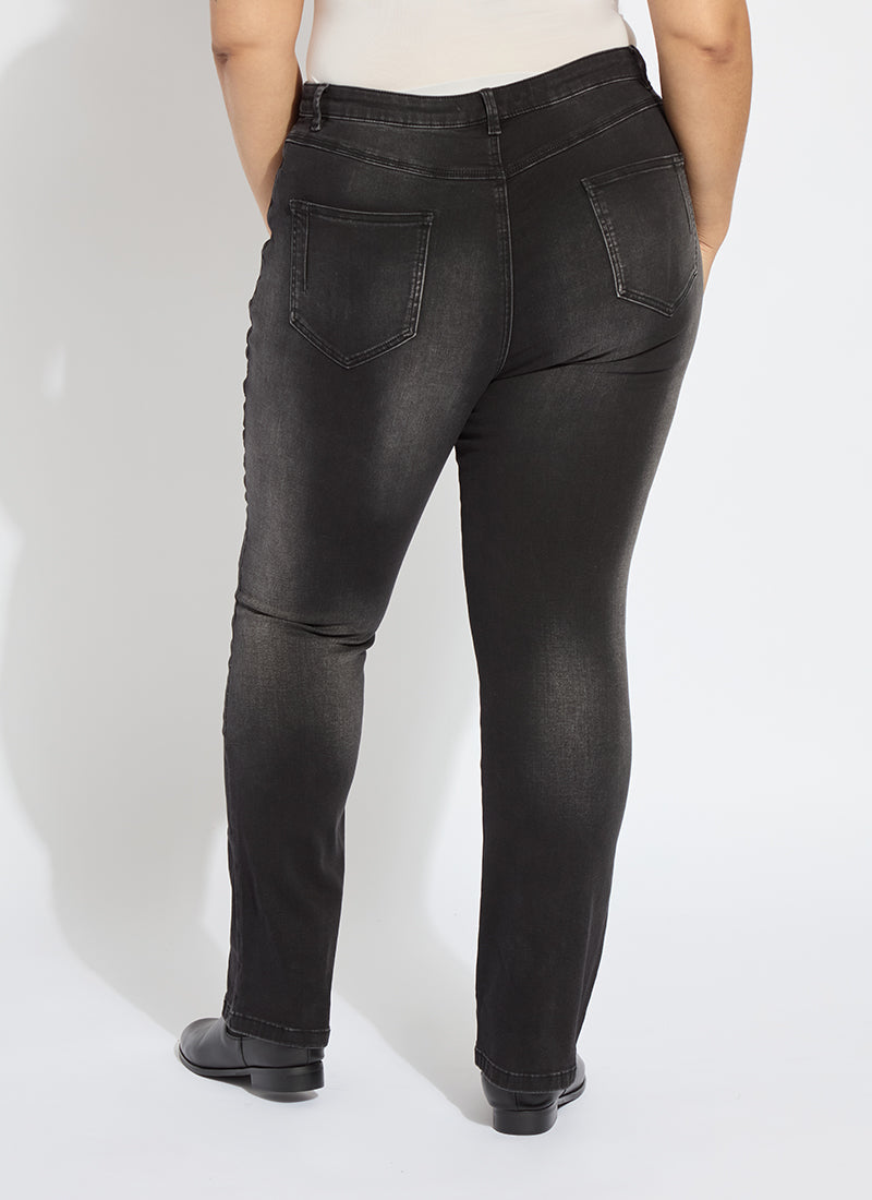 Lysse Estelle Everyday Flare Denim Curvy (32" Inseam) Distressed Black