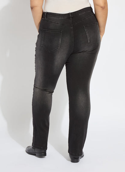 Lysse Estelle Everyday Flare Denim Curvy (32" Inseam) Distressed Black