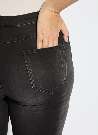 Lysse Estelle Everyday Flare Denim Curvy (32" Inseam) Distressed Black