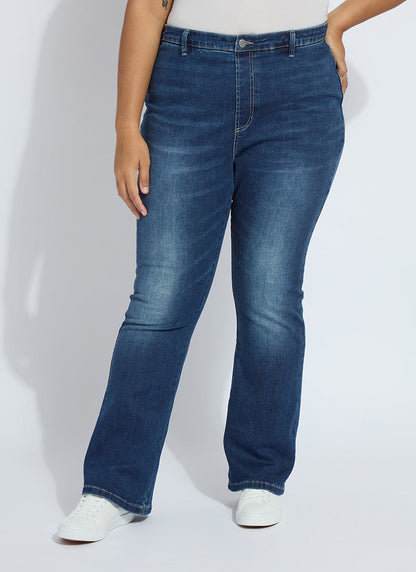 Lysse Estelle Everyday Flare Denim Curvy (32" Inseam) Distressed Black