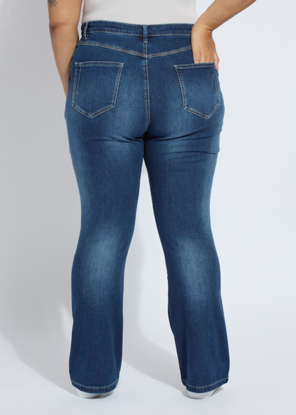 Lysse Estelle Everyday Flare Denim Curvy (32" Inseam) Distressed Black