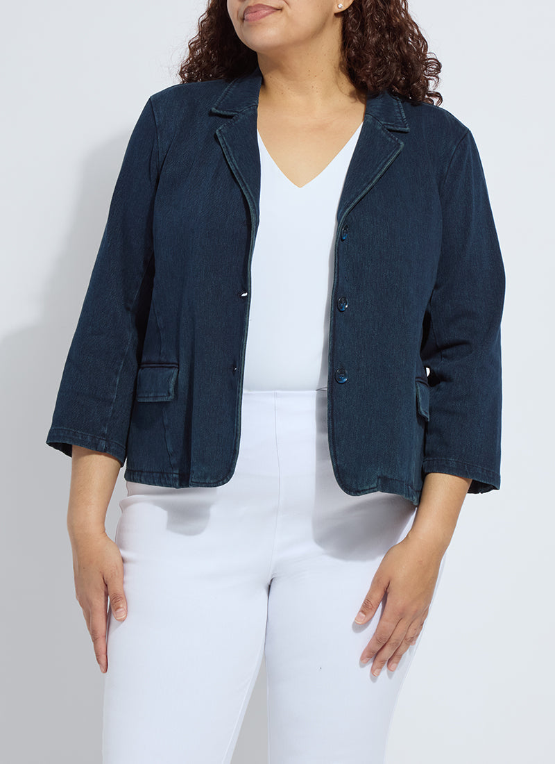 Lysse Della Denim Cropped Blazer Curvy Indigo