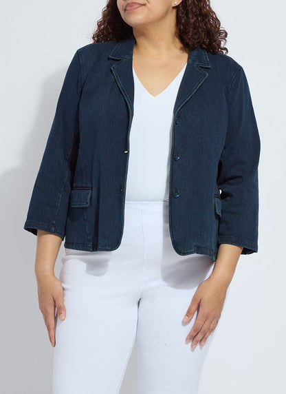 Lysse Della Denim Cropped Blazer Curvy Indigo