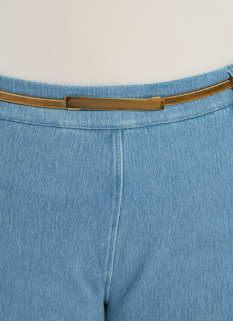 Lysse Erin Crystal Embellished Wide Leg Denim Curvy (28" Inseam) Bleached Blue