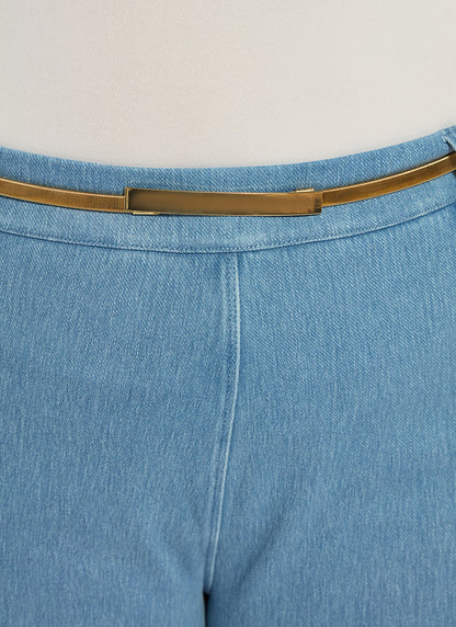 Lysse Erin Crystal Embellished Wide Leg Denim Curvy (28" Inseam) Bleached Blue