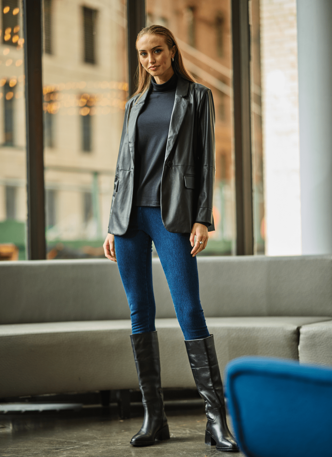 Lysse Denim Legging  Mid Wash