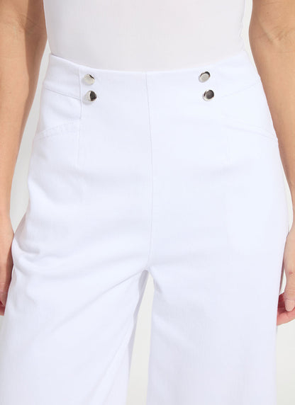 Lysse Dion Sailor Crop Palazzo Denim (25" Inseam) White