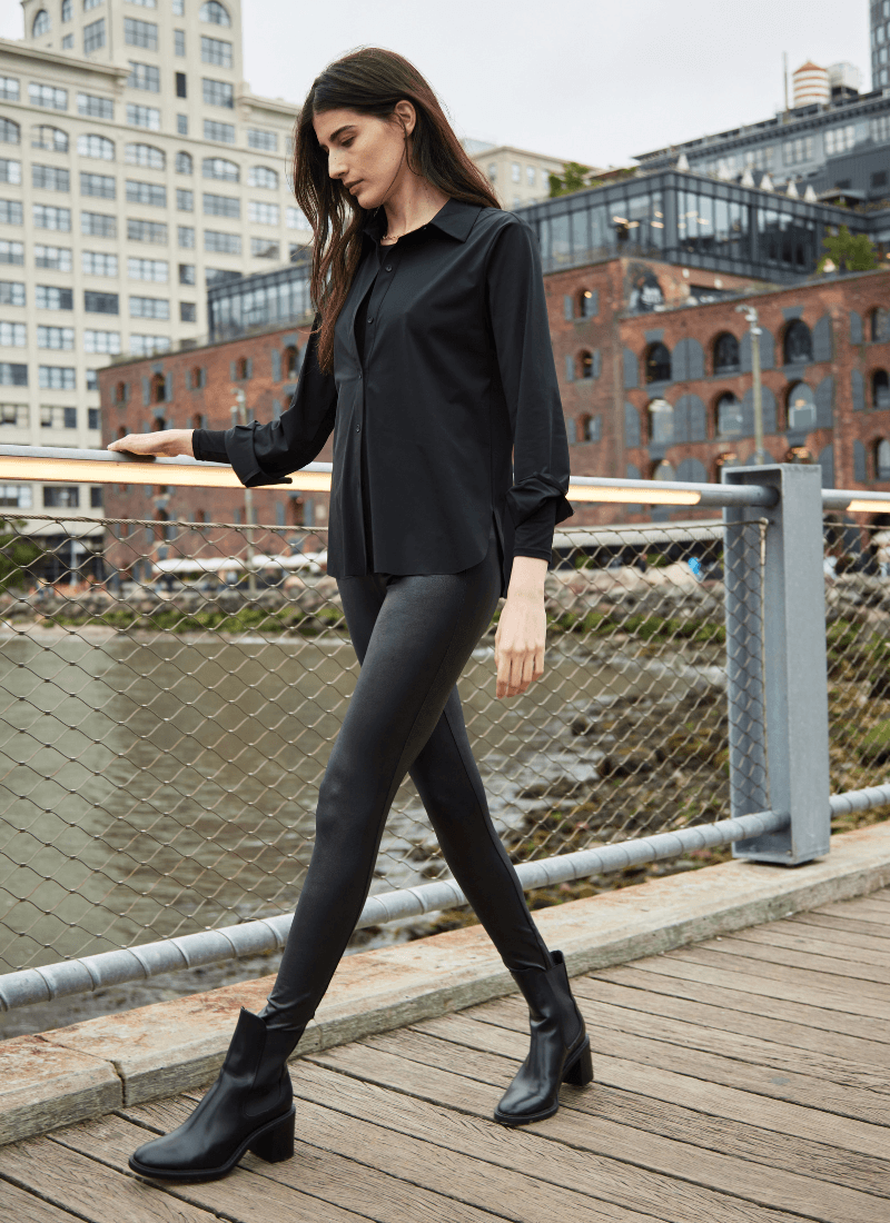 Lysse Matilda Foil Vegan Faux Leather Legging  Black