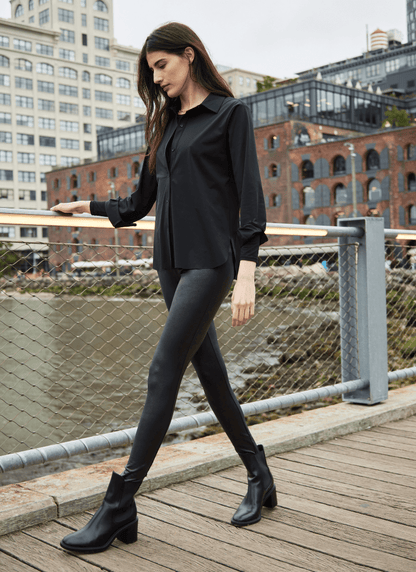 Lysse Matilda Foil Vegan Faux Leather Legging  Black
