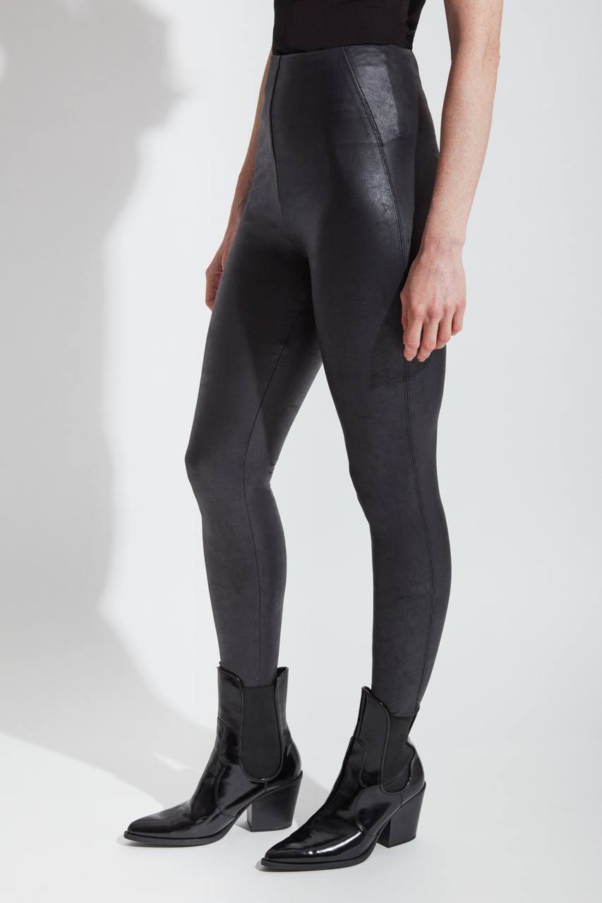 Lysse Matilda Foil Vegan Faux Leather Legging  Black