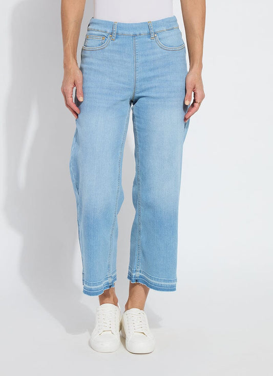 Lysse 'Holding Power' Premium Denim Frances Wide Leg Crop (25" Inseam) Authentic Bleached Blue
