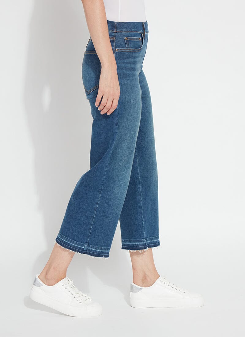 Lysse 'Holding Power' Premium Denim Frances Wide Leg Crop (25" Inseam) Authentic Bleached Blue