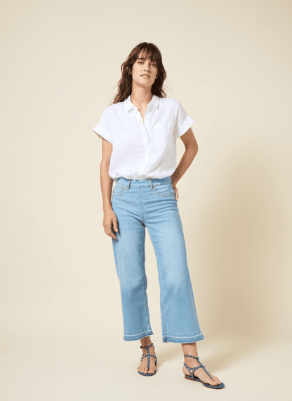 Lysse 'Holding Power' Premium Denim Frances Wide Leg Crop (25" Inseam) Authentic Bleached Blue