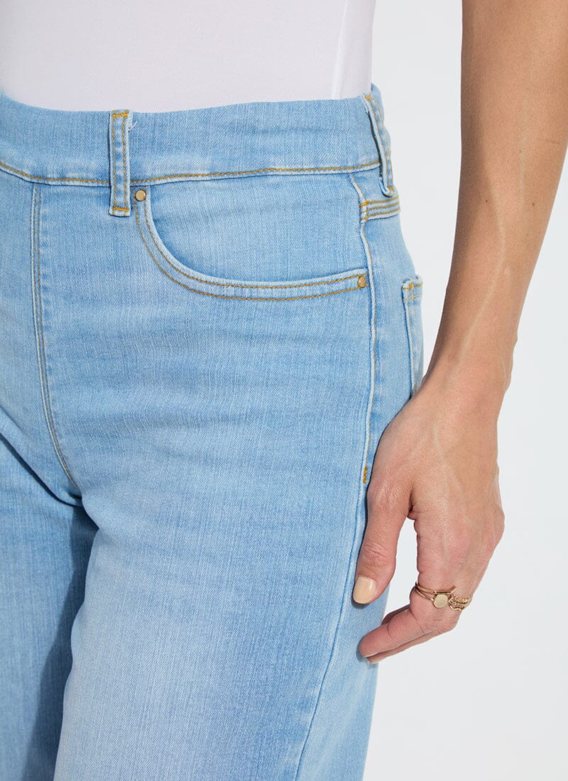 Lysse 'Holding Power' Premium Denim Frances Wide Leg Crop (25" Inseam) Authentic Bleached Blue