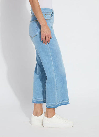 Lysse 'Holding Power' Premium Denim Frances Wide Leg Crop (25" Inseam) Authentic Bleached Blue
