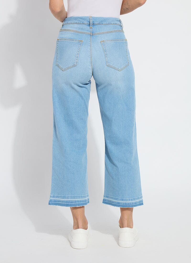 Lysse 'Holding Power' Premium Denim Frances Wide Leg Crop (25" Inseam) Authentic Bleached Blue