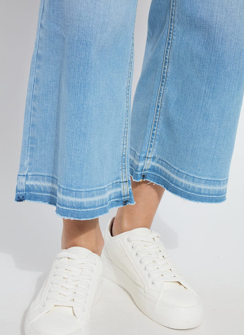 Lysse 'Holding Power' Premium Denim Frances Wide Leg Crop (25" Inseam) Authentic Bleached Blue