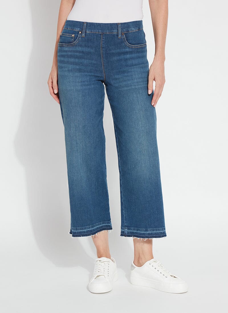 Lysse 'Holding Power' Premium Denim Frances Wide Leg Crop (25" Inseam) Authentic Bleached Blue
