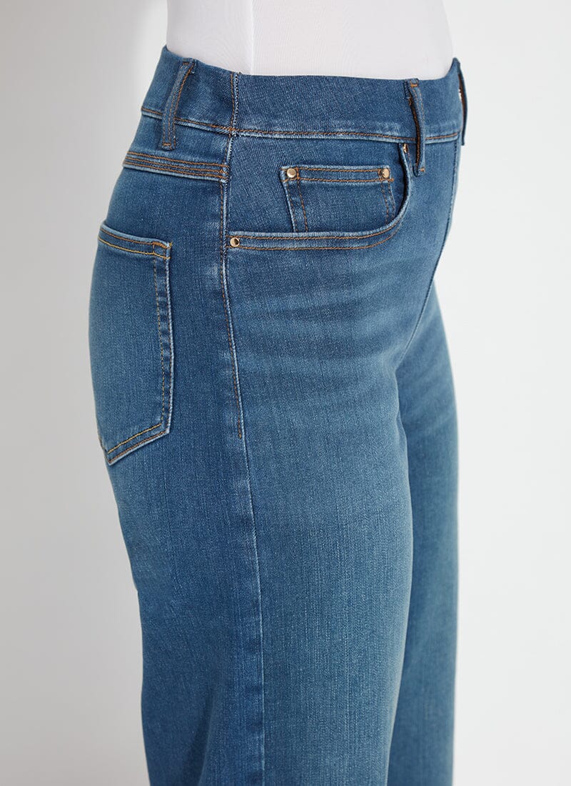 Lysse 'Holding Power' Premium Denim Frances Wide Leg Crop (25" Inseam) Authentic Bleached Blue