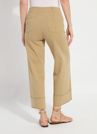 Lysse Margo Hi Waist Wide Crop Denim (26" Inseam) Raw Umber