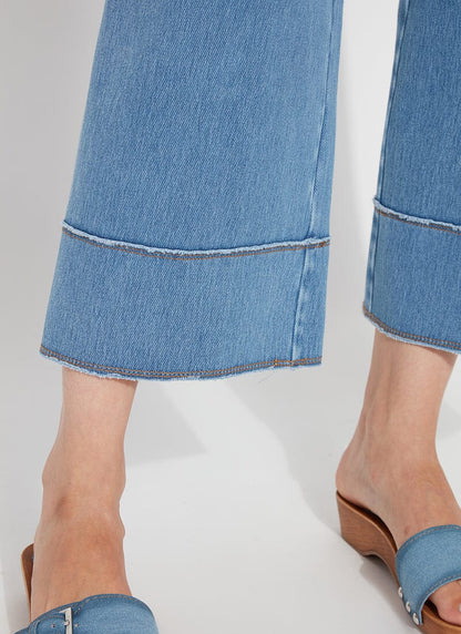 Lysse Margo Hi Waist Wide Crop Denim (26" Inseam) Raw Umber