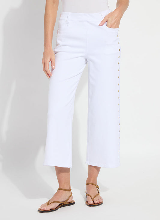 Lysse Willa Scallop Studded Crop Denim (25" Inseam) White
