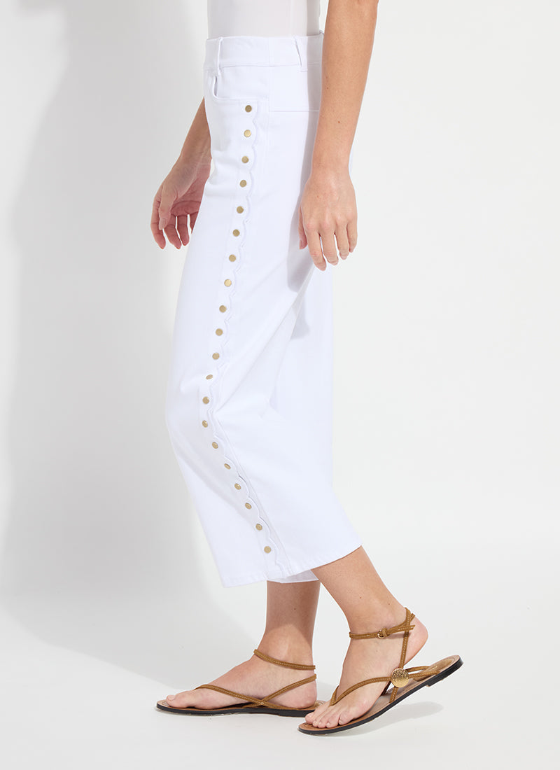 Lysse Willa Scallop Studded Crop Denim (25" Inseam) White
