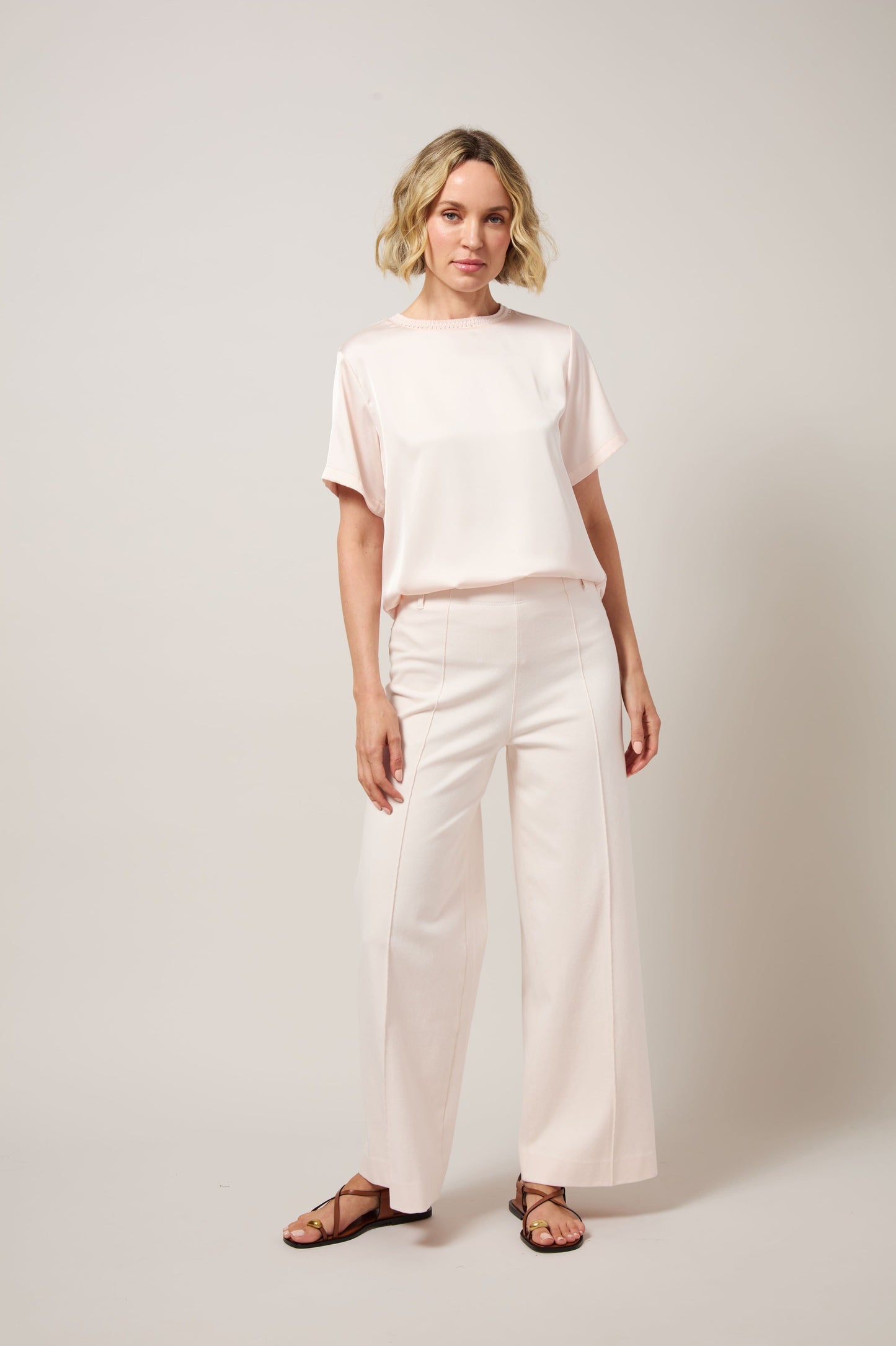 Lysse Nova Hi Waist Pintuck Denim (29.5" Inseam) Barely Pink