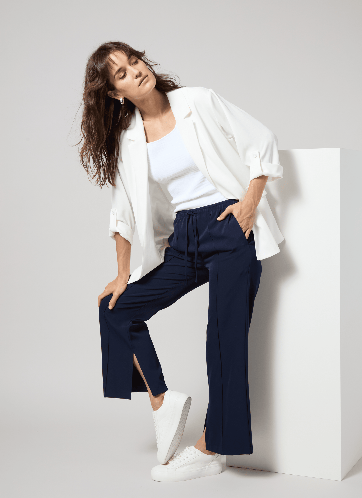Lysse Genevieve Drawstring Trouser (28" Inseam) True Navy