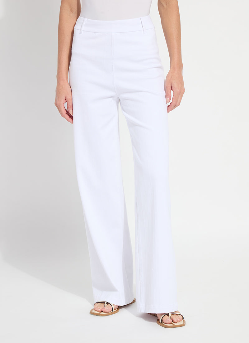 Lysse Erin Hi Waist Long Embroidered Denim Pant (32" Inseam) White