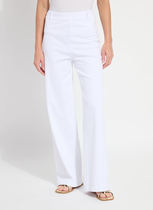 Lysse Erin Hi Waist Long Embroidered Denim Pant (32" Inseam) White