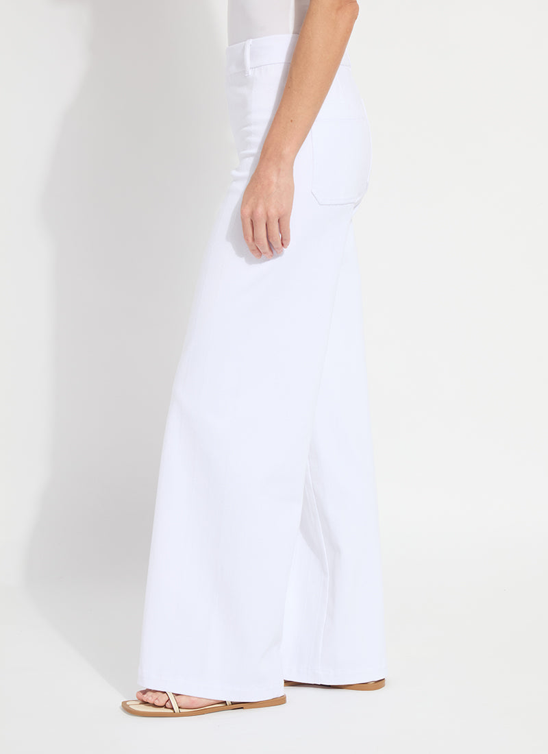 Lysse Erin Hi Waist Long Embroidered Denim Pant (32" Inseam) White