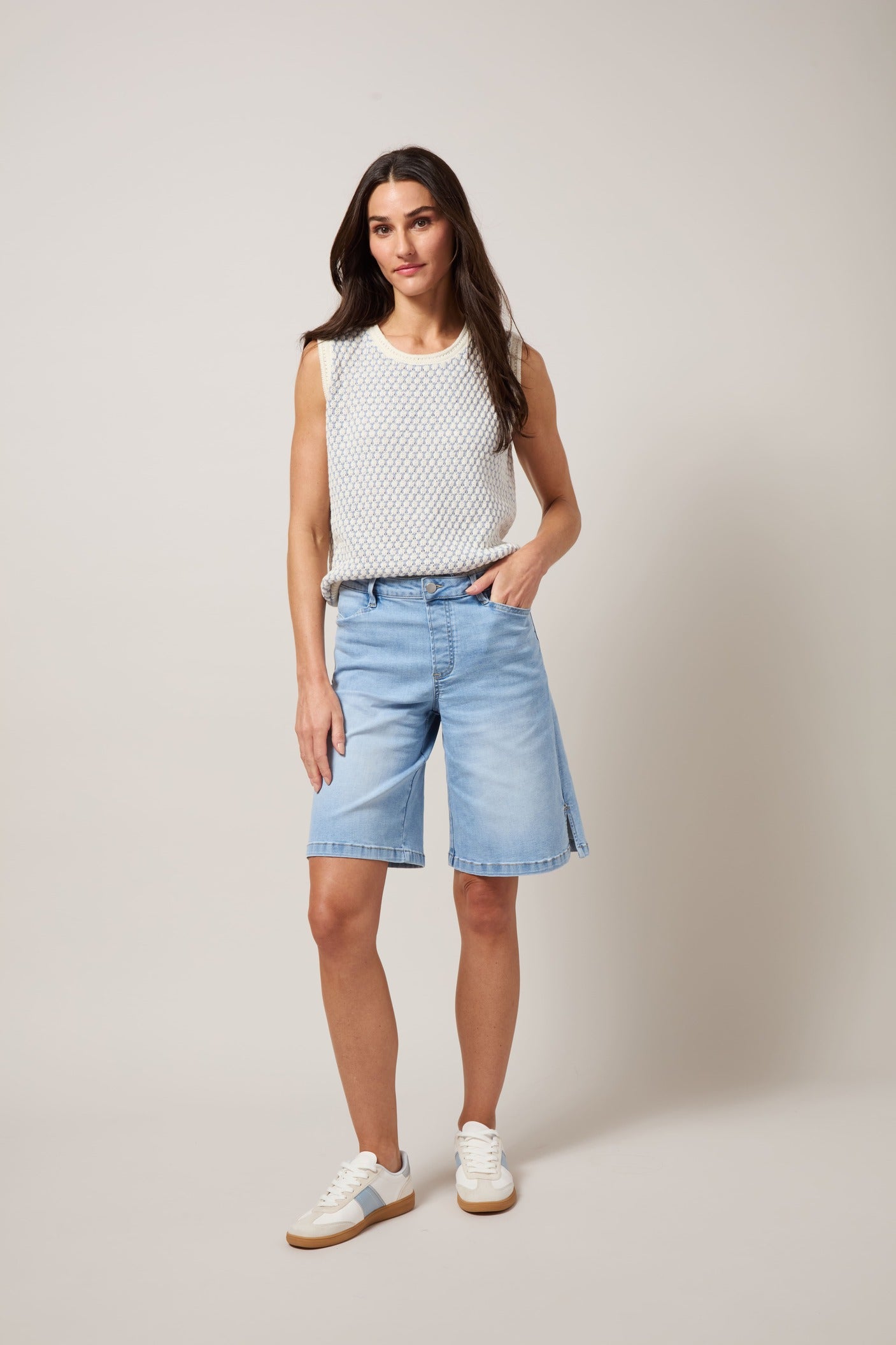 Lysse Lennon Everyday Bermuda Short Denim (11" Inseam) Bleached Blue