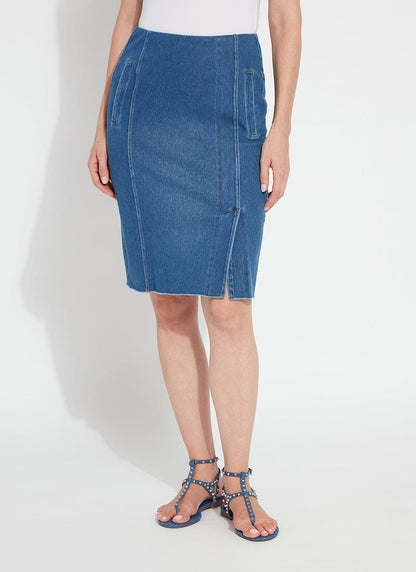 Lysse Lyrica Denim Skirt (25" Inseam) Midwash