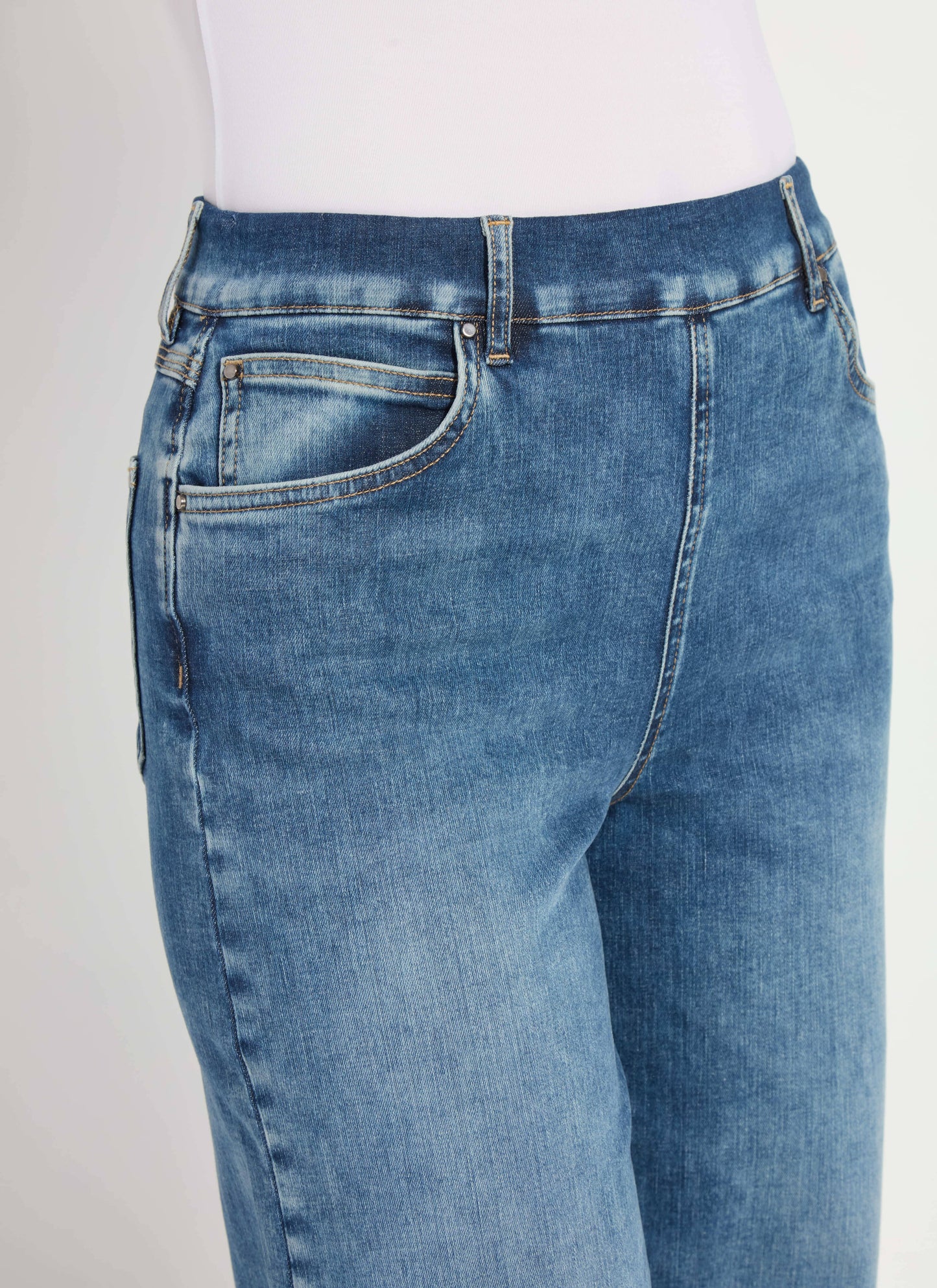 Lysse Sylvie Wide Leg Premium Denim - Hi-Low Mid Wash (28" Inseam) Hi-Low Midwash