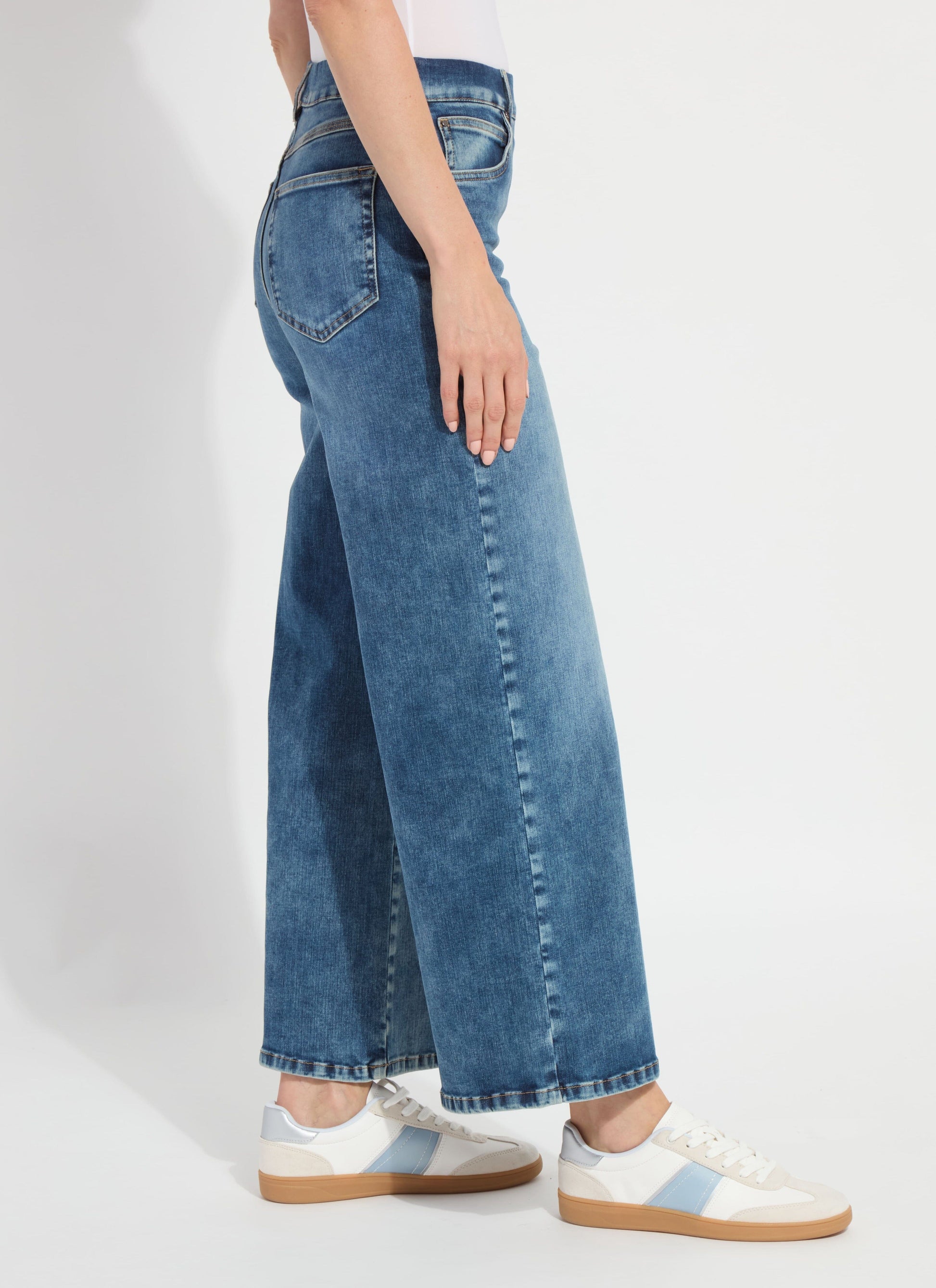 Lysse Sylvie Wide Leg Premium Denim - Hi-Low Mid Wash (28" Inseam) Hi-Low Midwash