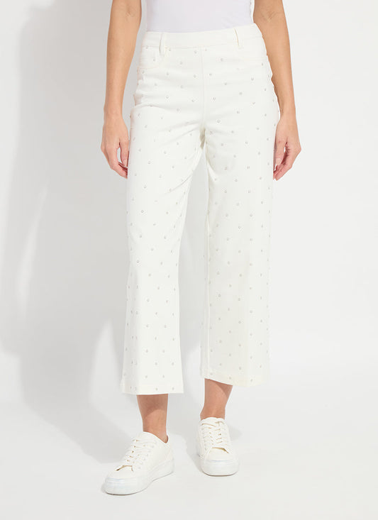 Lysse Audrey Pearled Embellished Crop Denim (26" Inseam) Ecru White