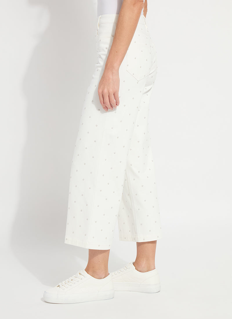 Lysse Audrey Pearled Embellished Crop Denim (26" Inseam) Ecru White
