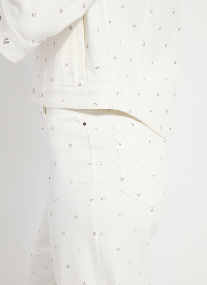 Lysse Audrey Pearled Embellished Crop Denim (26" Inseam) Ecru White