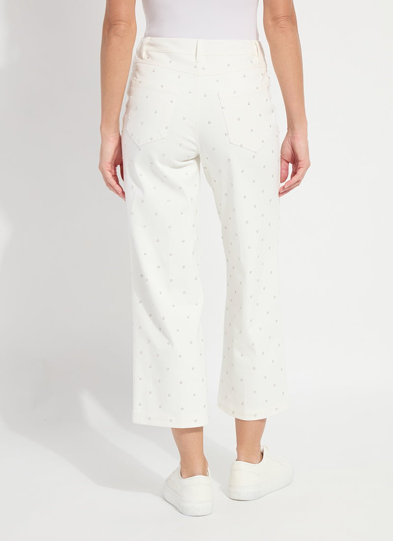 Lysse Audrey Pearled Embellished Crop Denim (26" Inseam) Ecru White