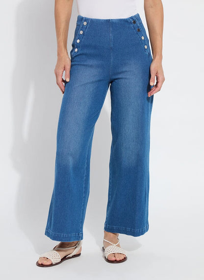 Lysse Mallory Sailor Hi Waist Wide Leg Denim (28" Inseam) Mid Wash