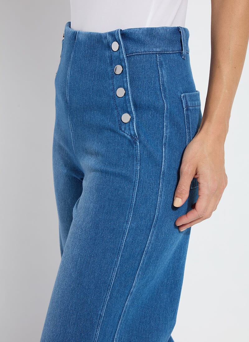 Lysse Mallory Sailor Hi Waist Wide Leg Denim (28" Inseam) Mid Wash