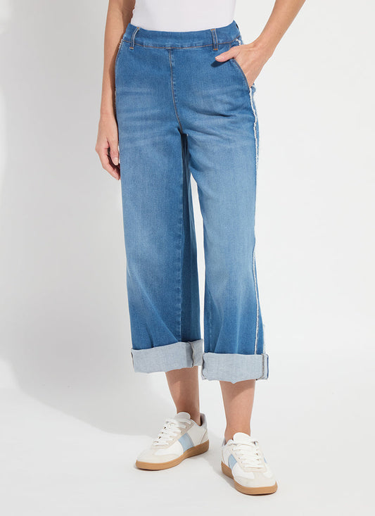 Lysse Andie Fringe Detail Premium Denim (30" Inseam) Authentic Midwash