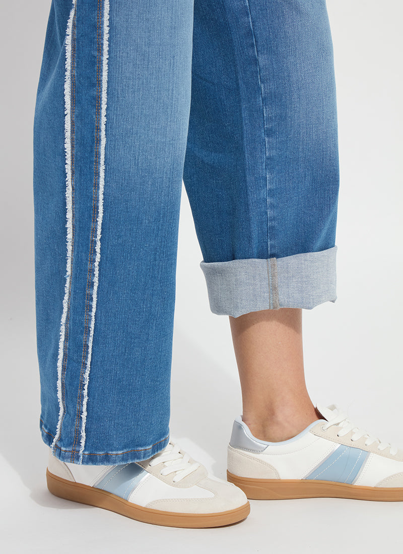 Lysse Andie Fringe Detail Premium Denim (30" Inseam) Authentic Midwash