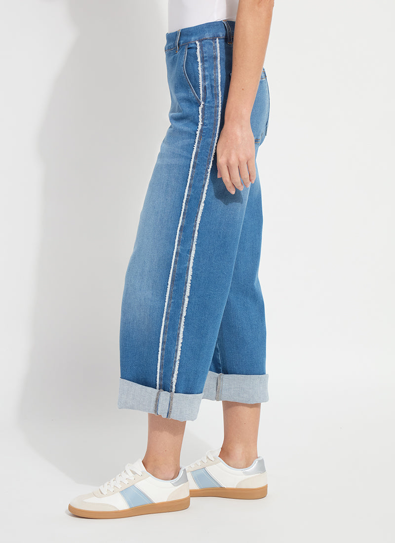 Lysse Andie Fringe Detail Premium Denim (30" Inseam) Authentic Midwash