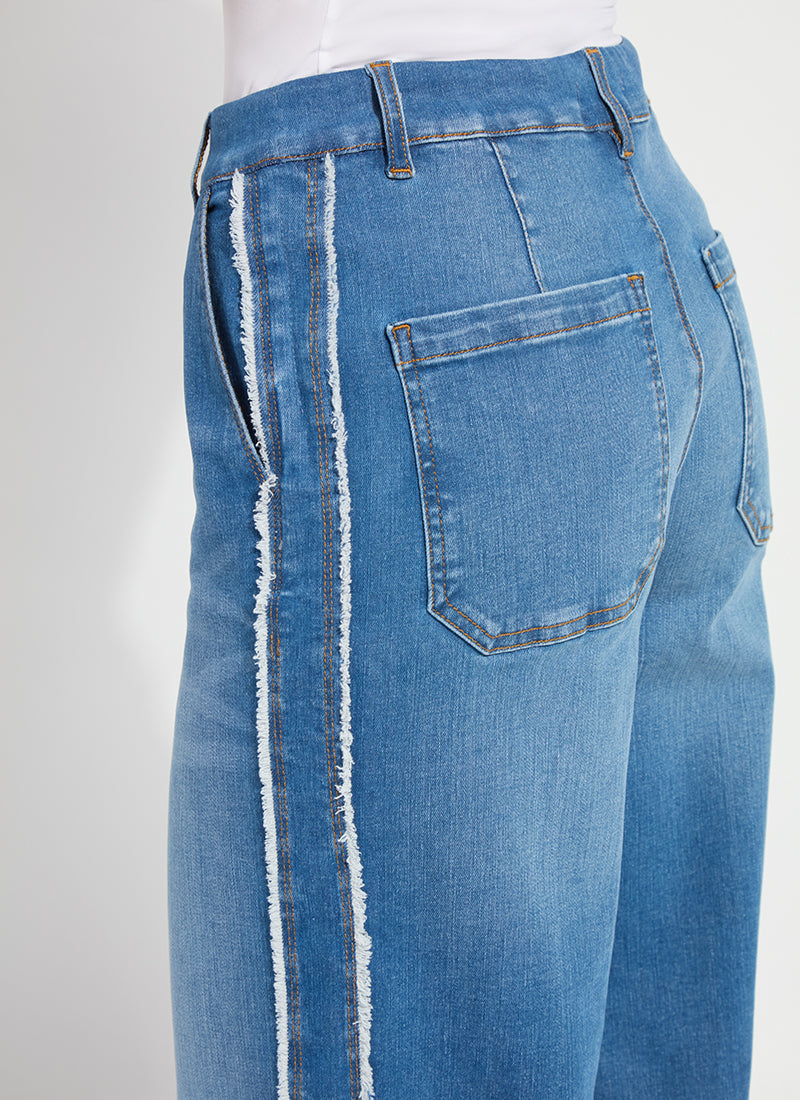 Lysse Andie Fringe Detail Premium Denim (30" Inseam) Authentic Midwash